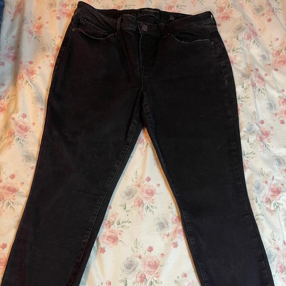 Lucky Brand Women's‎ 14/32 Black Ankle Jeans Stretch Mid Rise Skinny Denim